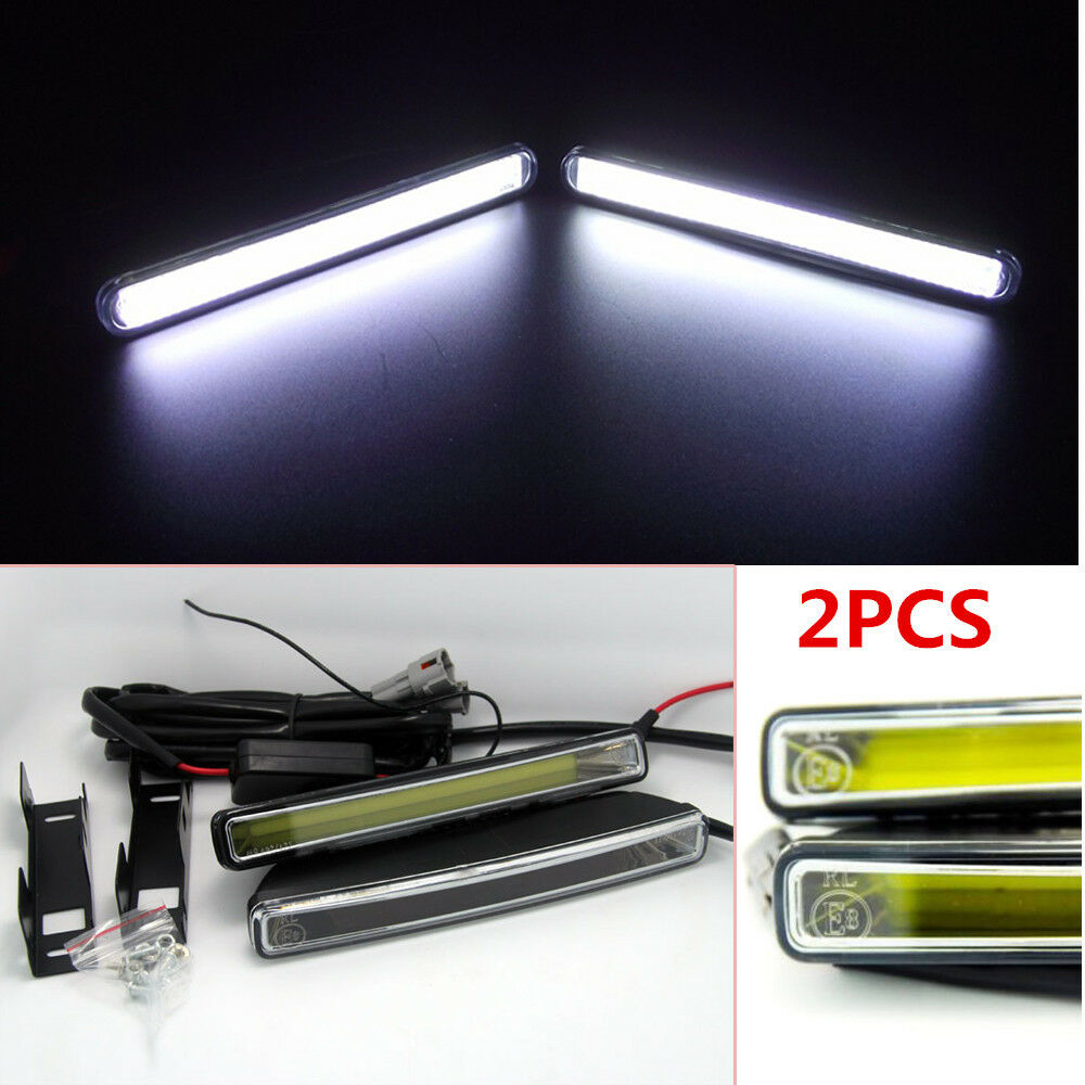 2x DRL White COB LED Daytime Running Driving Lights Fog lamps kit 6000K Xenon