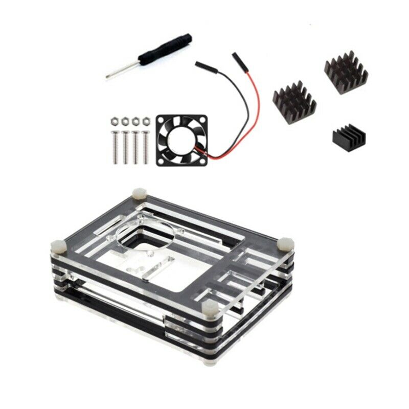 Suitable for Raspberry Pi 3 Case 9-Layer Acrylic Cover Case with Cooling Fan aG4