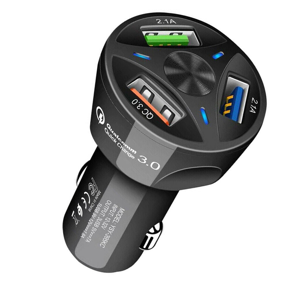 QC3.0 Fast Charging Car Mobile Phone Charger Adapter 3 Ports USB Socket