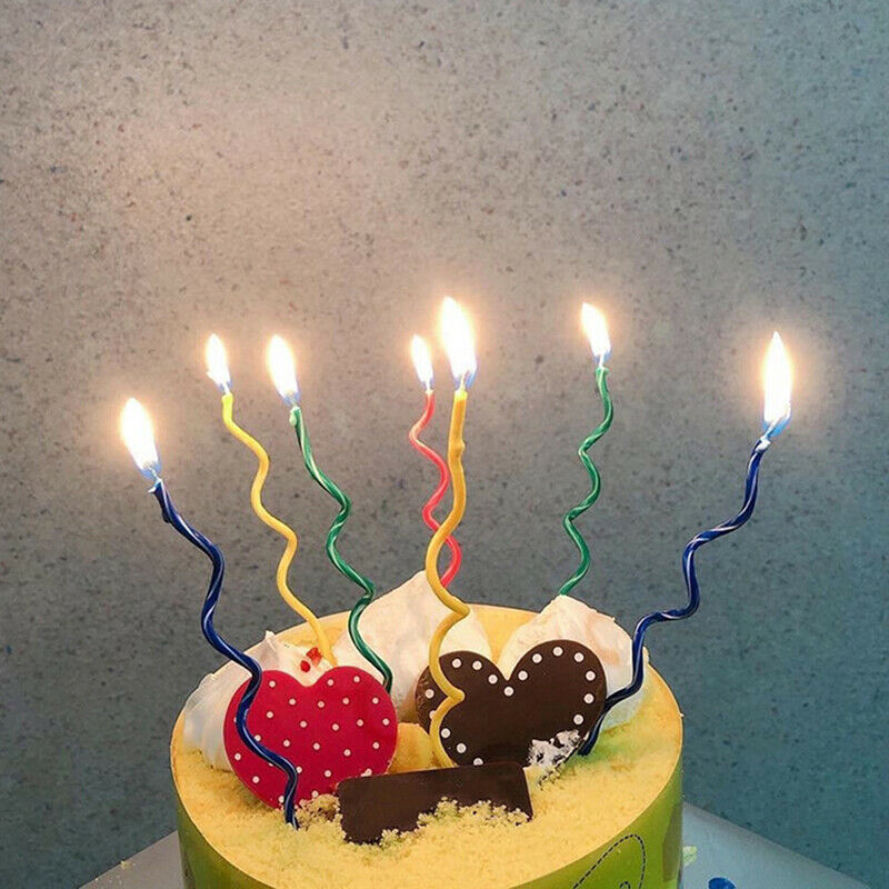 2set=16pcs Long curve cake candles mix color birthday wedding party suppli Y SJ