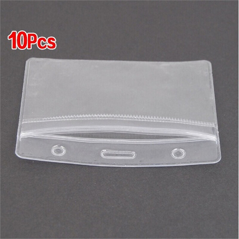 10 pcs/set ID Badge Card 95x80mm Plastic Pocket Holder Clear Pouches Lt