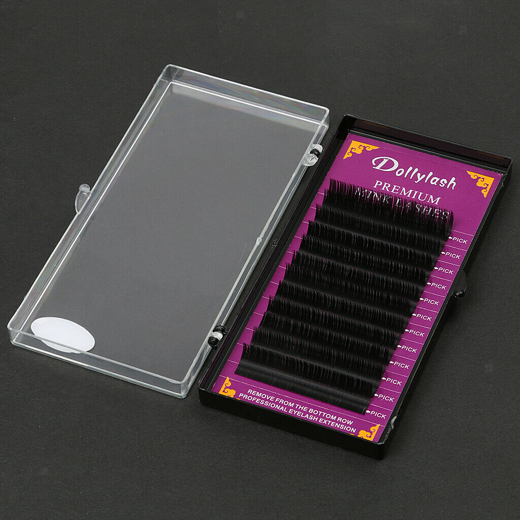 Black 12 Rows Eyelash Extension B Curl 0.15 Individual Semi Permanent 8mm 14mm