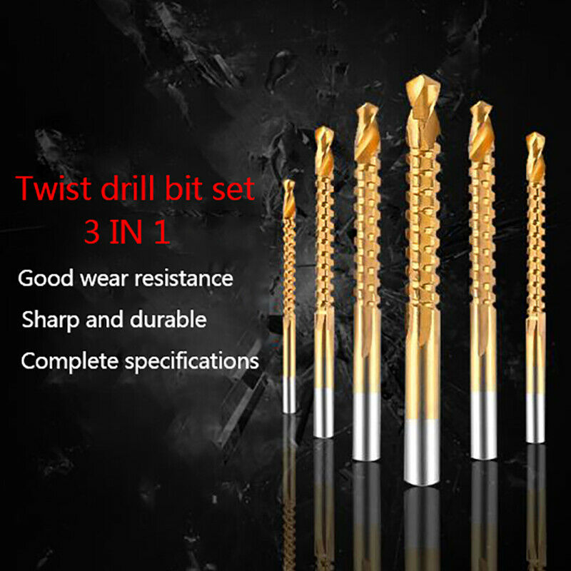 6Pcs Cobalt Left Hand Drill Bit Set Screw Metric Composite Tap Drill Bit WF