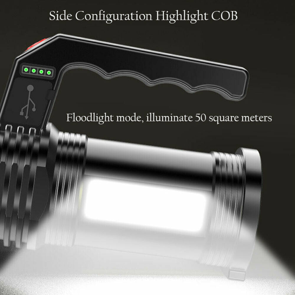 200000 LM LED Searchlight Spotlight USB Rechargeable Hand Torch Work Light Lamp