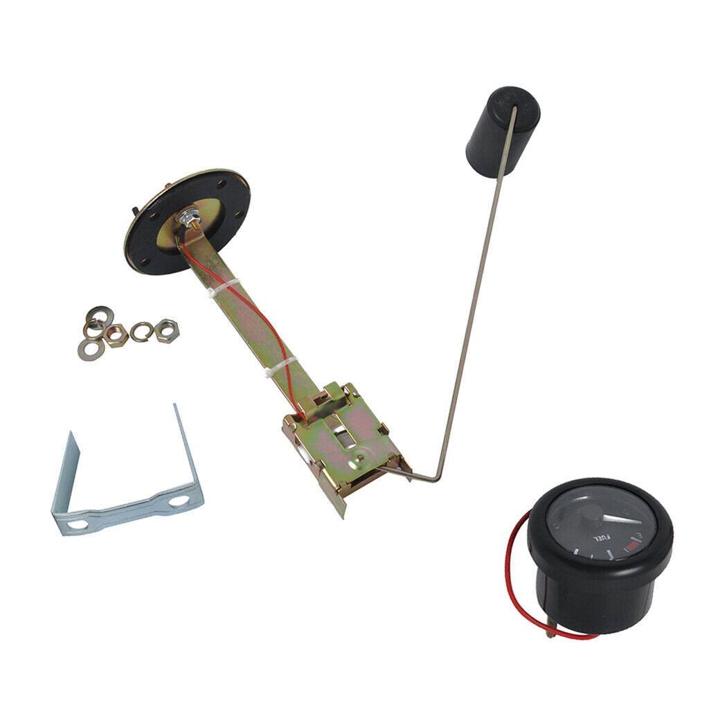 12V 52mm Boat Marine LED Backlight E-1/2-F Fuel Level Gauge + 350mm Sensor