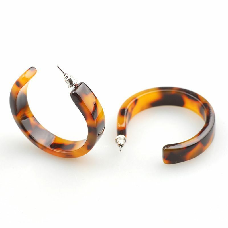 Acrylic Marbled Earring Leopard Round Hoop Earring Tortoise Shell  Women Jewelry