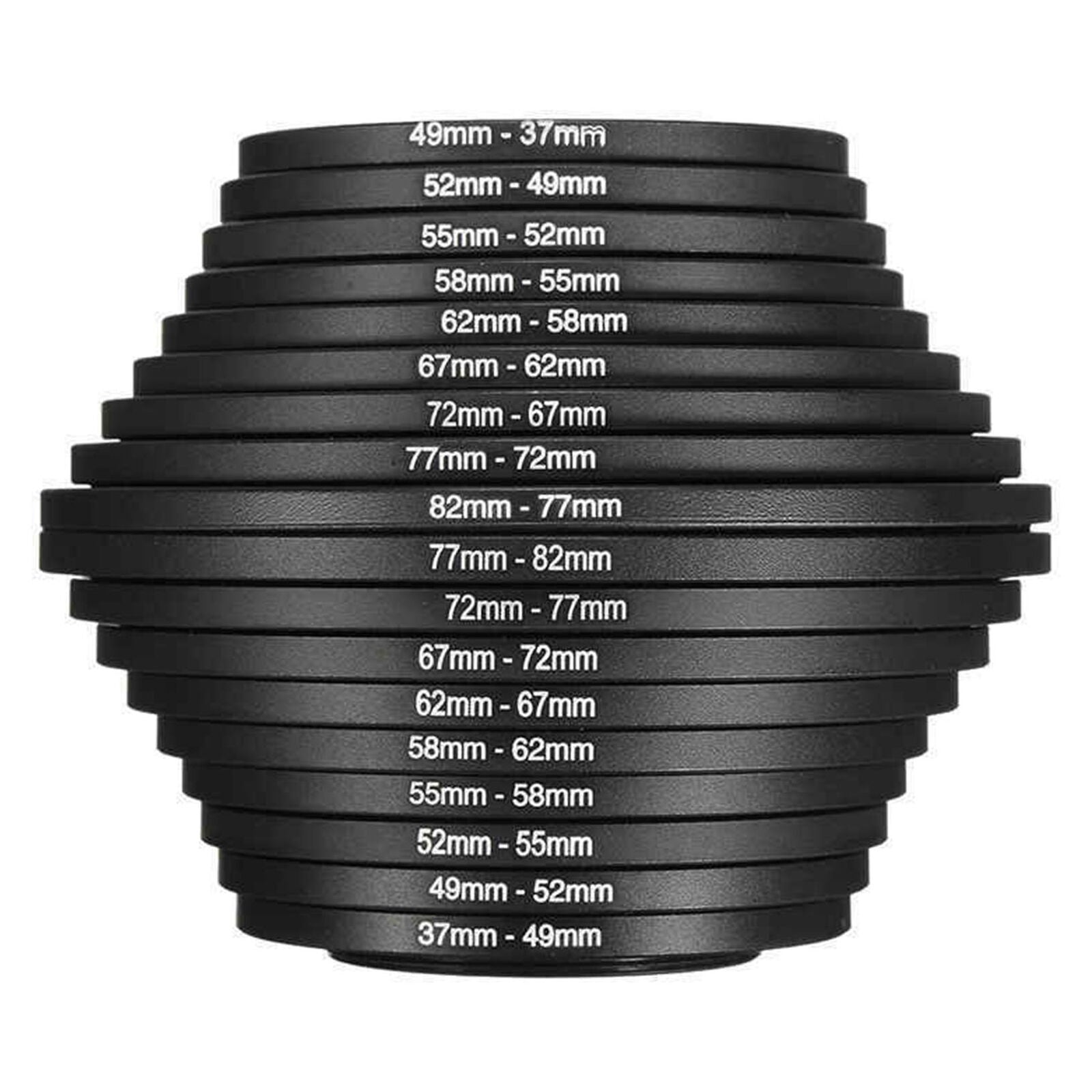 18pcs Step Up Down Lens Filter Ring Adapter Set 37 - 82mm For Canon Nikon Metal.
