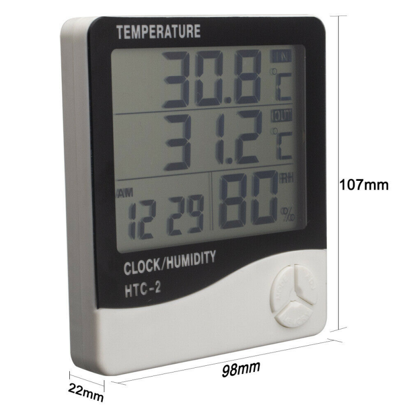 Htc-2 New Lcd Digital Electronic Thermometer Dual Thermo-Hygrometer Clock