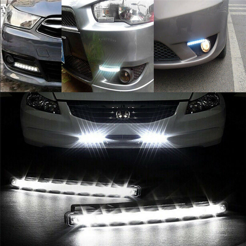 Car Light 8 LED DRL Fog Driving Daylight Daytime Running White Lamp BDAU