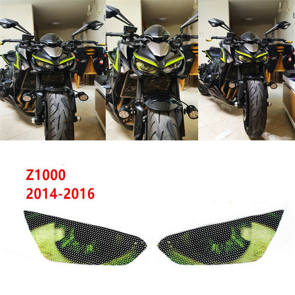 Green Eye Motorcycle Headlight Protection Stickers For Kawasaki Z1000 2014-2016