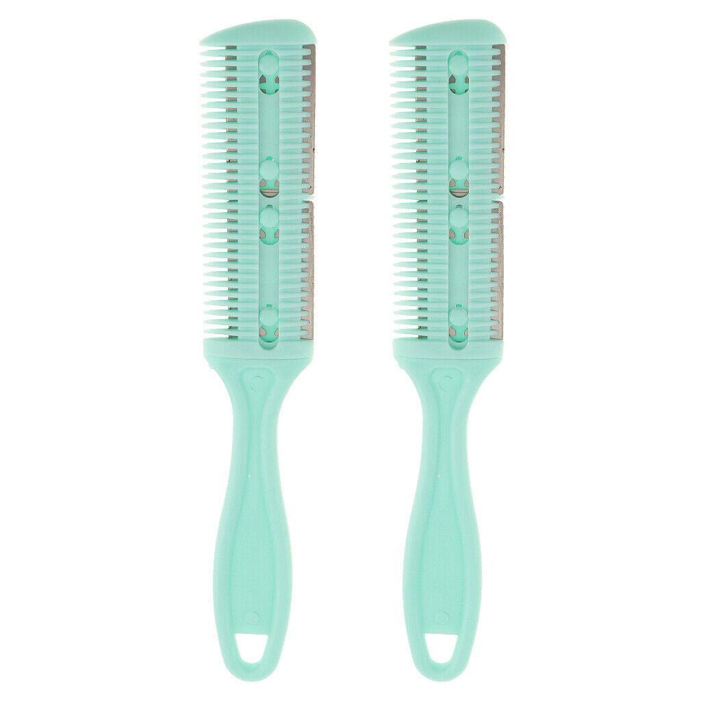 2 Pieces Double Sided Portable Salon DIY Hair Trimmer Thinning Grooming Comb