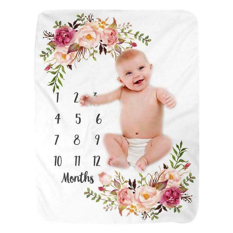 Baby Milestone Blanket Flannel Newborn Photo Prop Backdrop with Monthly Growth