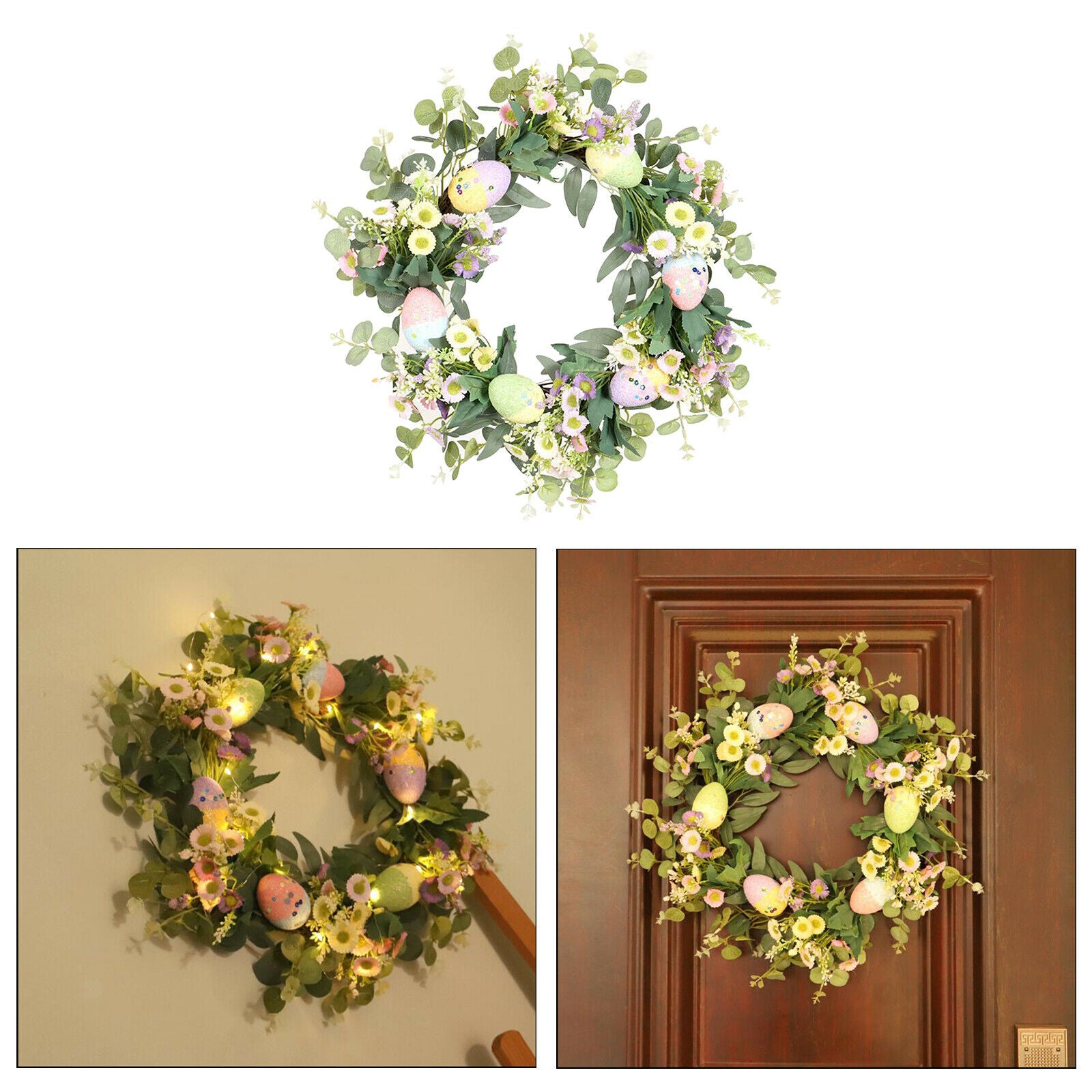 45cm Daisy Easter Door Wreath Silk Flower Front Door Wedding Party Garland