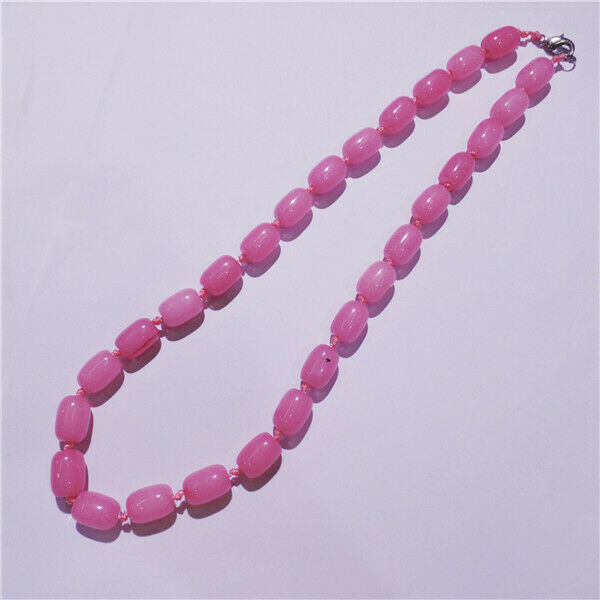 1 Strand 14x10mm Unisex Pink Malay Jade Barrel Beads Handmade Necklace HH9222
