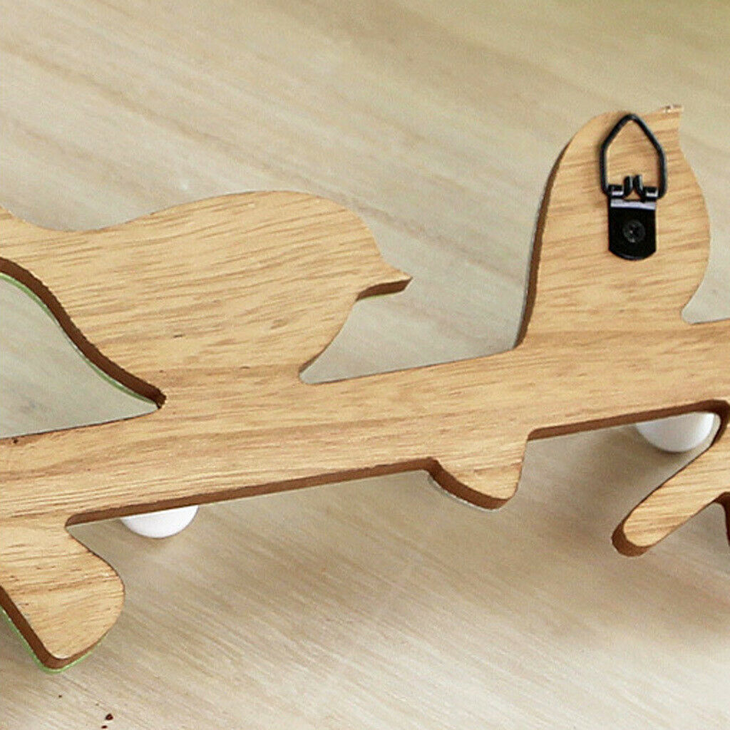 Wooden Bird Decorative Wall Mounted Multi-hooks Bedroom Bathroom Living Room