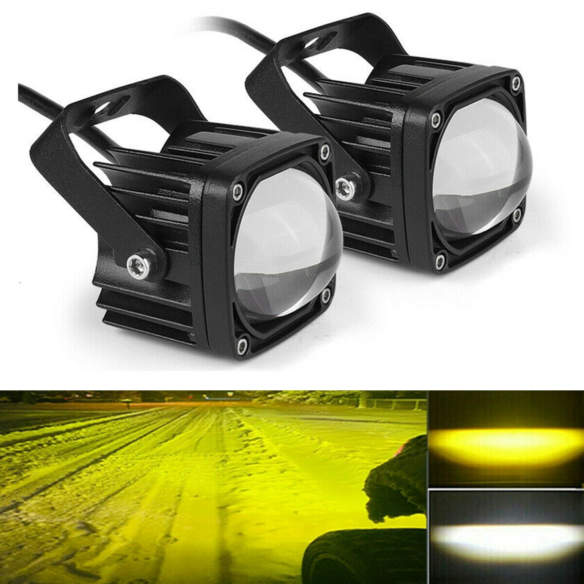 1Pair 20W 10-30V Waterproof 8D HD Lens LED Work Driving Light For Car Truck Boat