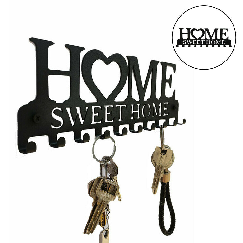 Key Holder Hanger 10 Hooks Hat Rack Kitchen Wall Mounted Decor Home Storage