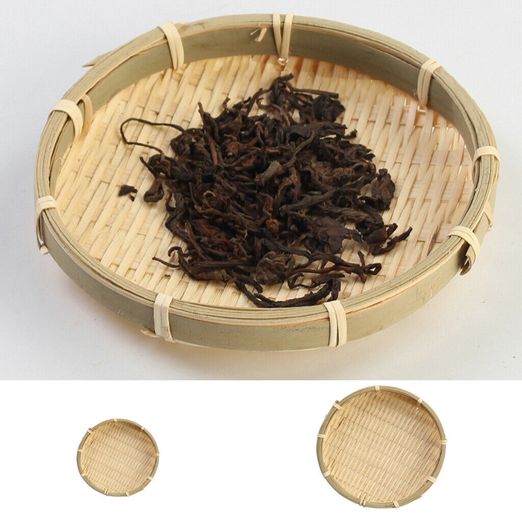 2pcs/set Bamboo Japanese Round Basket Dish Plate for Tea Leaf Dry Food Fruit