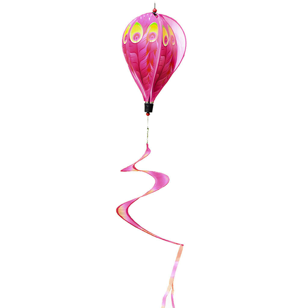 Hot Air Balloon Wind Spinner Stripe Garden Yard Outdoor Decor Peacock