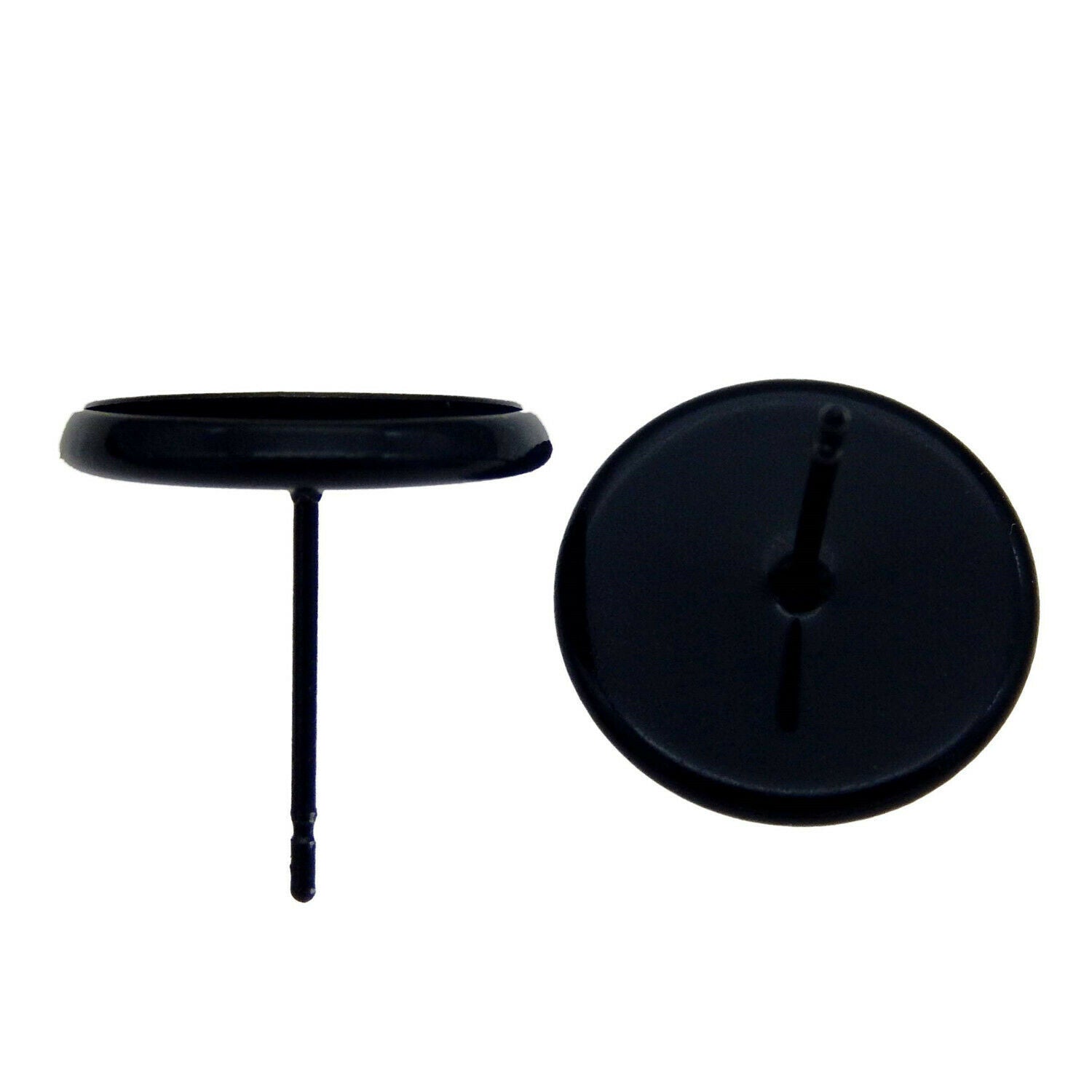 5 pairs Black Brass Metal Cup Earring Post Stud DIY Jewelry Craft Inner 12mm