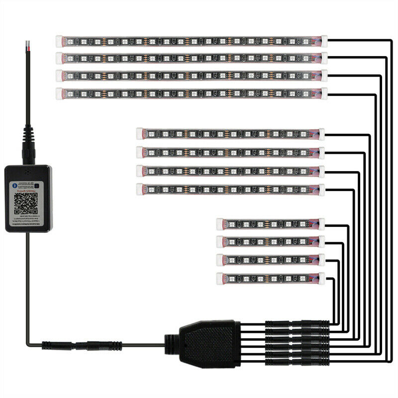 RGB Motorcycle Chassis LED Chip Light Glow Neon Strip Kit APP Bluetooth control