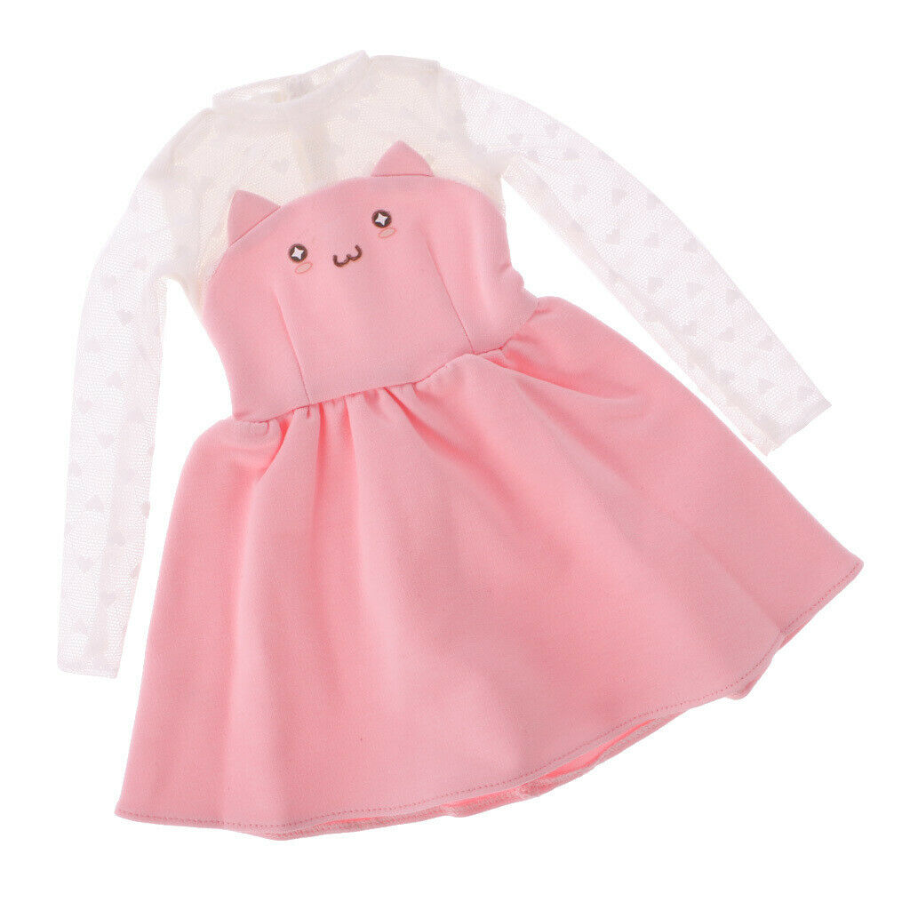 Cute Pink Cat Face Knitted Lace Sleeve One-piece Skirt Dress for 1/3 BJD SD
