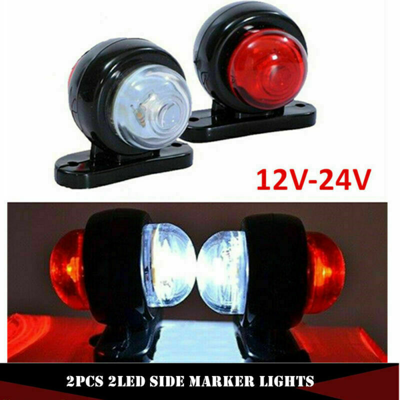 2x 2LED Red White Side Marker Lights Outline Lamp Car Truck Trailer Van 12V/24V