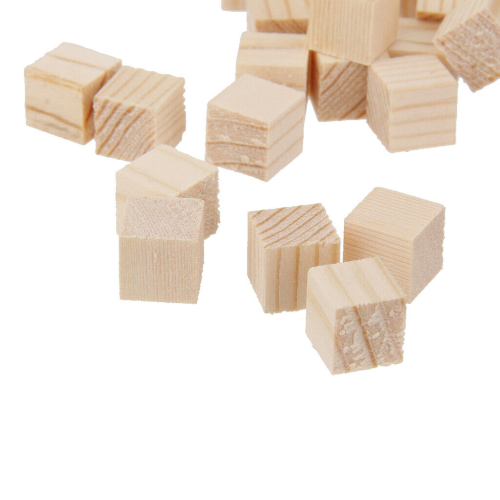 50Pcs Natural Wooden Squre Mini Wood Cubes Embellishment for Craft 10mm