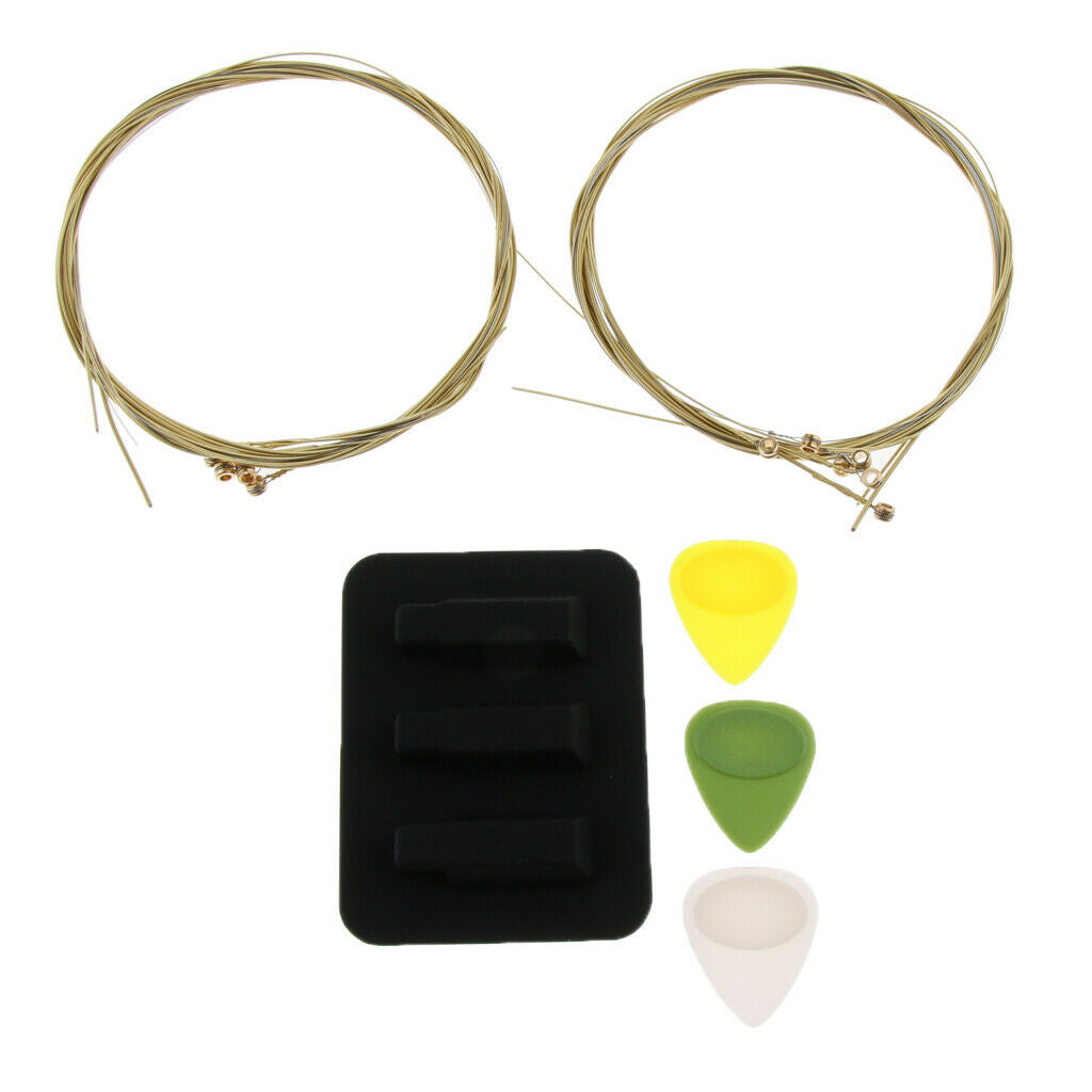 2 Sets Guitar Strings + 1 Piece Guitar Mute Pad + 3 Pieces Guitar Plectrum