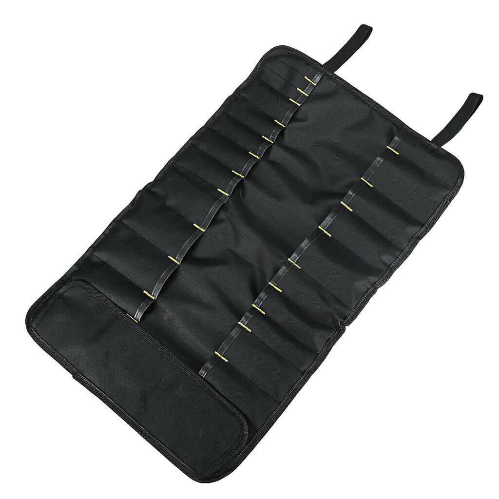 22 Pockets Folding Chef  Case Bag Roll Wallet Cutlery Accessories Black