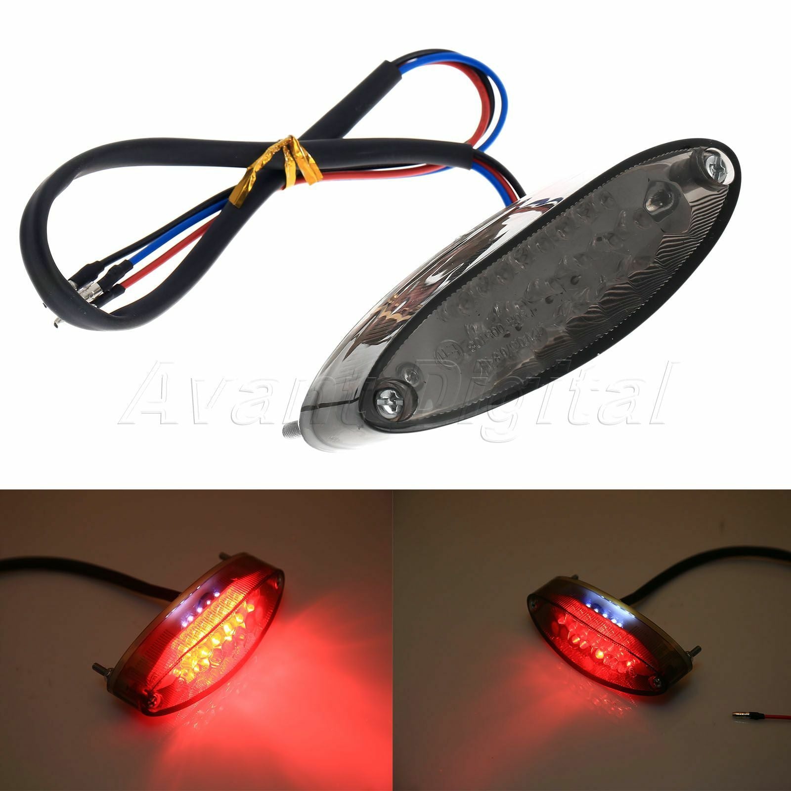 12V Motorcycle Bike Tail Light ATV 28 LED  Brake Stop License  Plate Light Smoke