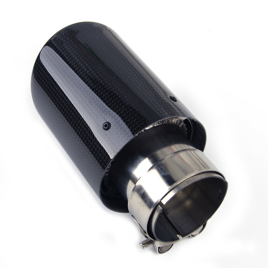 Muffler Tail End Tips Gloss Carbon Fiber Car Auto SUV Round Exhaust Pipe An