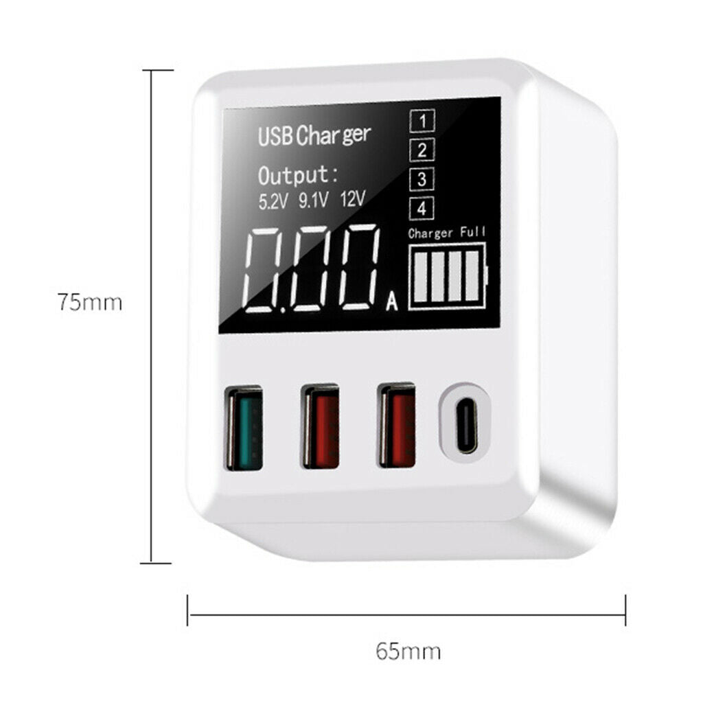 4 Multi-Port USB Wall Travel Charger QC 3.0 Quick Charging Station LED Display