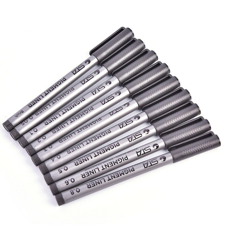 9PC Fine Liner Pens Superior Needle Art Drawing Set Signature Drawing Ink Br TL