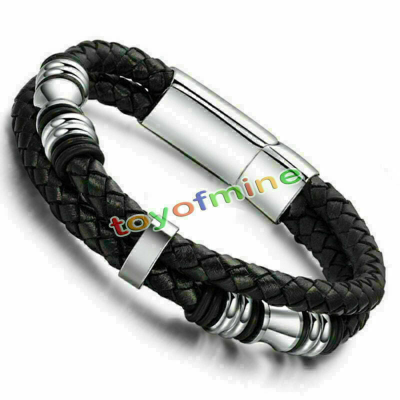 Men's Braided  Fashion Stainless Steel Cuff Bangle Bracelet Wristband AU