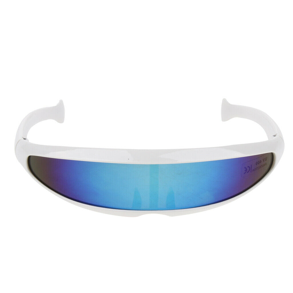 2PCS Futuristic Narrow Mirrored Visor Sunglasses Space Alien Robot Glasses