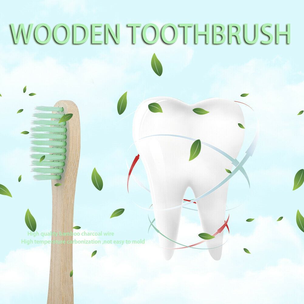 Natural Bamboo Toothbrush BPA Free Color Bristles Pack of 10 Organic Labs