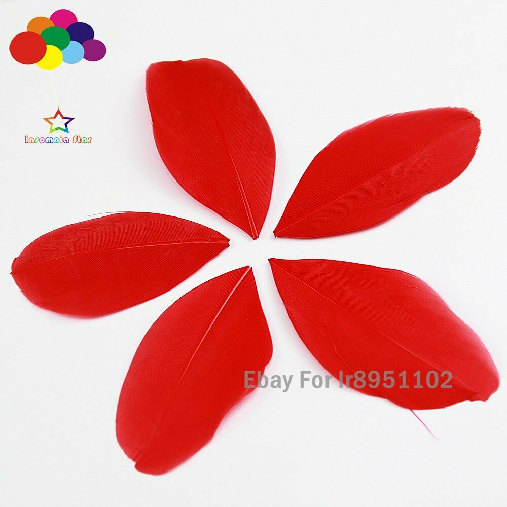 100pcs 5-7cm Red Chicken Goose Round Head Plumes Turkey Marabou Feathers Diy