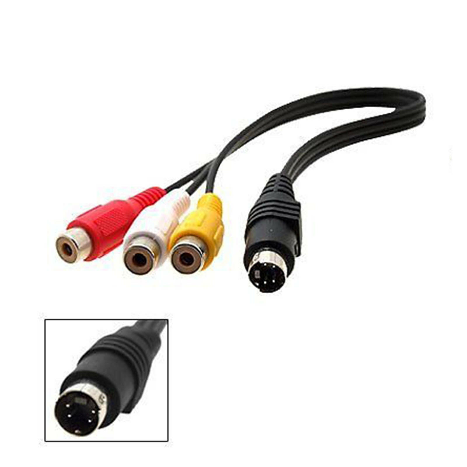 4 Pin S-video male to 3 RCA Female video adapter cable