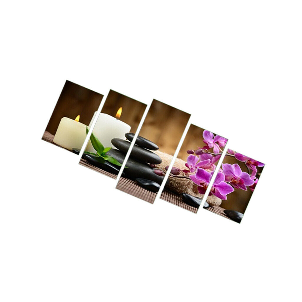 Abstract Oil Painting Canvas Printed Painting Pictures Set Of 5 CANDLE STONE