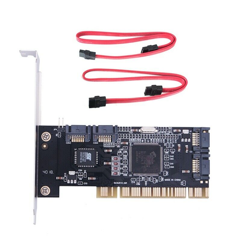 4 Ports PCI SATA Raid Controller Internal Expansion Card with Two Sata Cables,S6