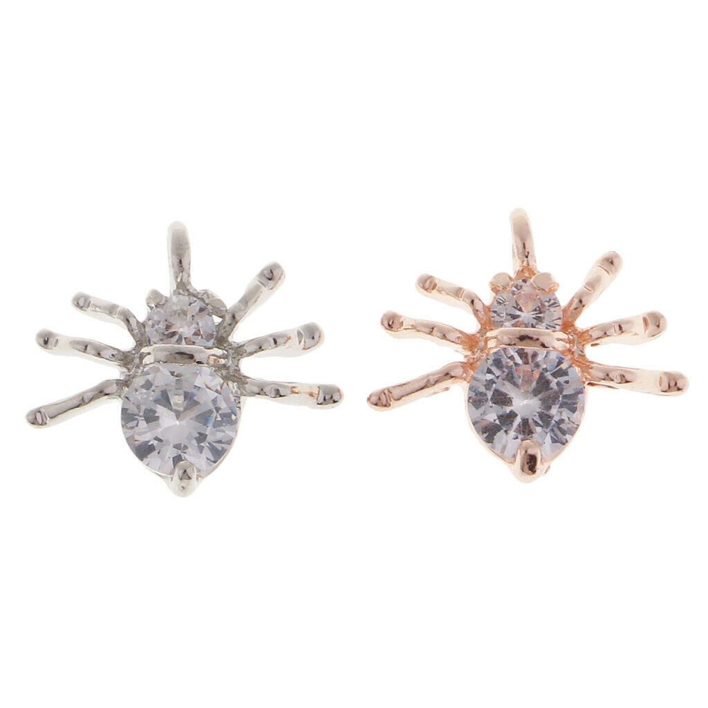 2x Alloy Crystal Spider Charms Pendants Findings For