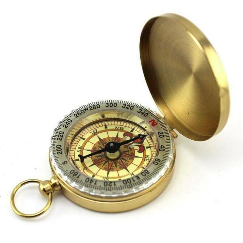 Outdoor Camping Compass Hiking Sports Navigation Pocket Watch Style Brass Tool