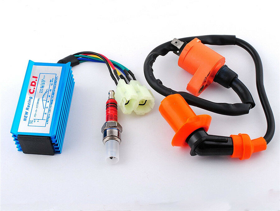 6 Pins Racing High Performance CDI +Ignition Coil+ Spark Plug for GY6 50cc-150cc