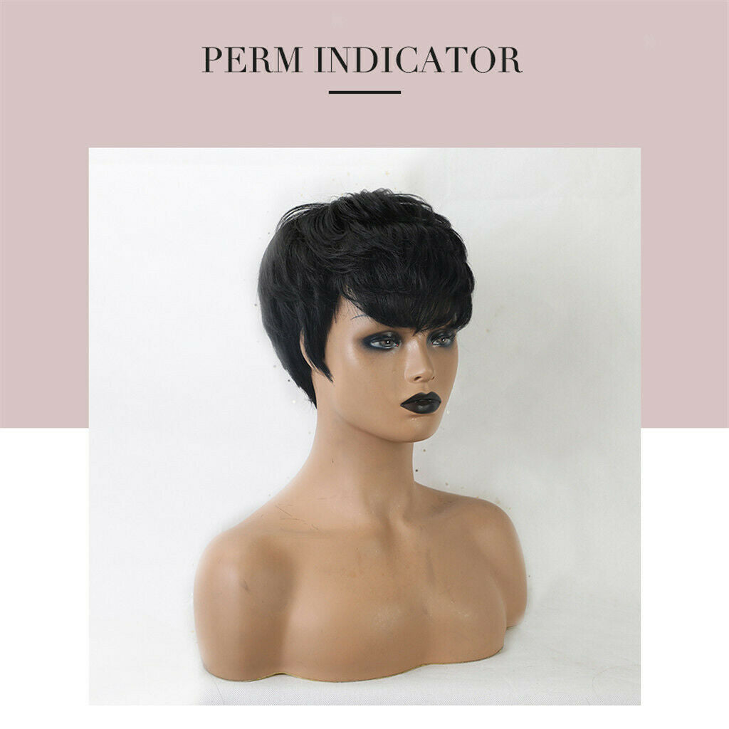 8 Inch Black Short Hair Wigs  Resistant Short Party Full Wig For Women