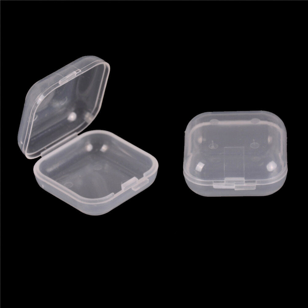 10Pcs Mini Clear Plastic Small Box Jewelry Earplugs Container Storage Box.l8