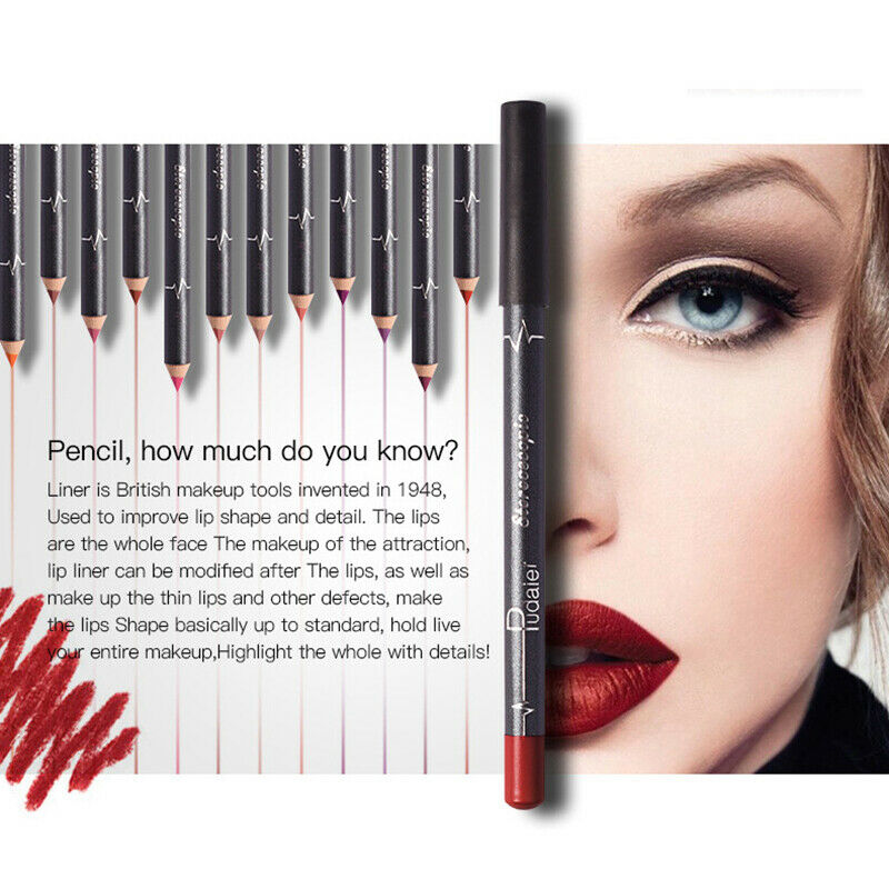 12pcs set Lip Pencils Matte Lipliner Waterproof Smooth Colorful Lipstick PenBDA