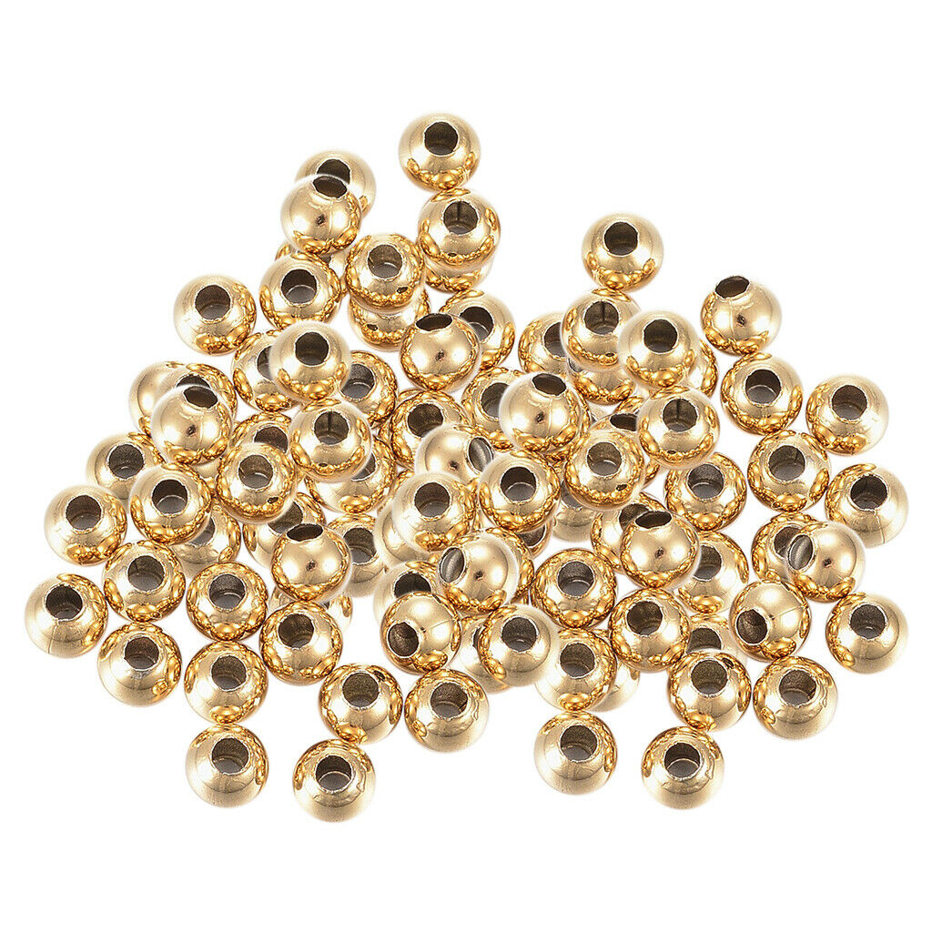 100x Round Spacer Beads, Stainless Steel, Jewelry Accessories, 4mm