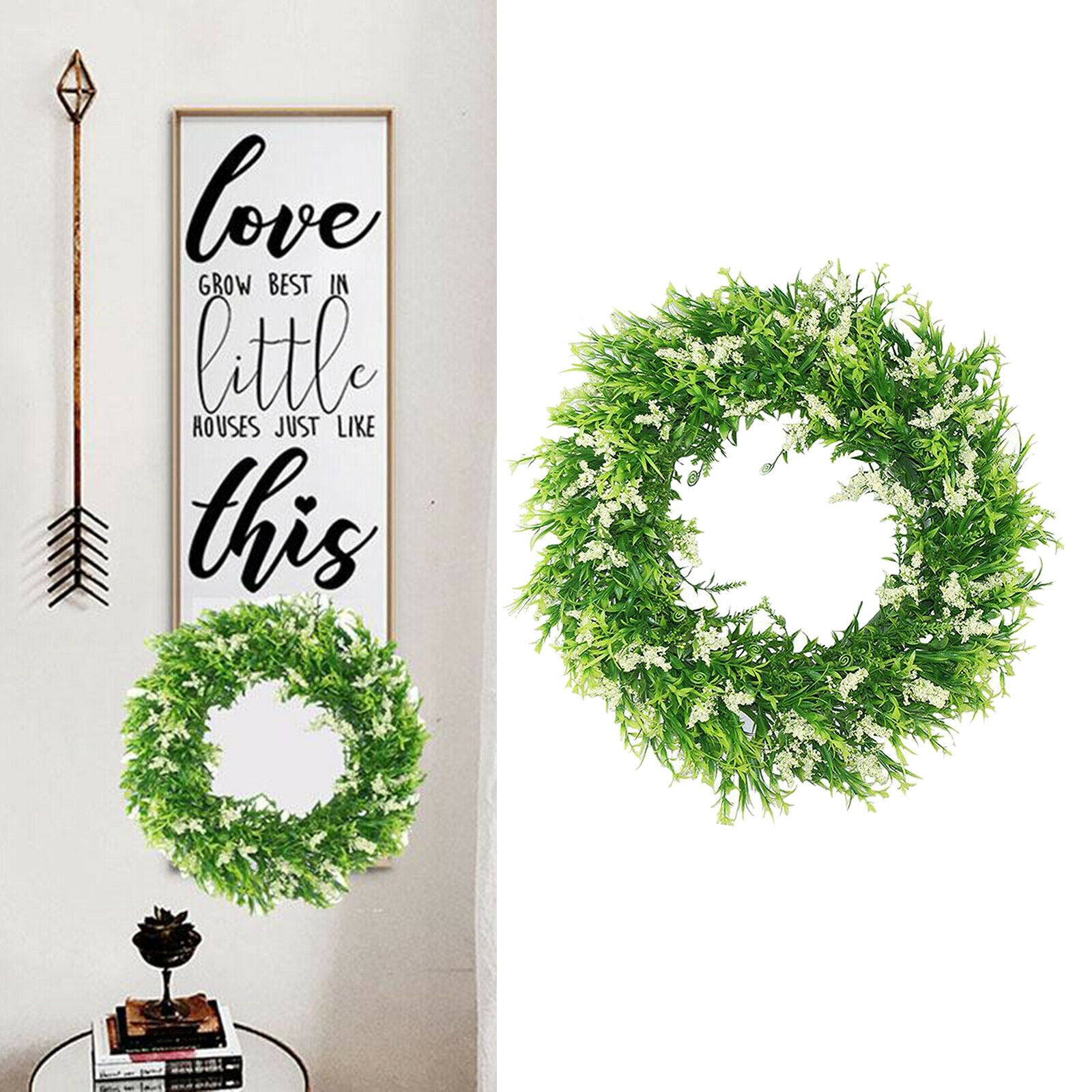 16.5" Lavender Wreath Artificial Green Flower Wreath Christmas Decoration