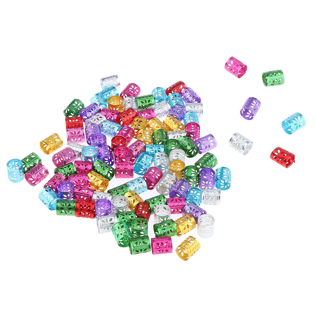 100pcs Dreadlock Hair Beads Pins Rings Cuff Clip Hair Decor